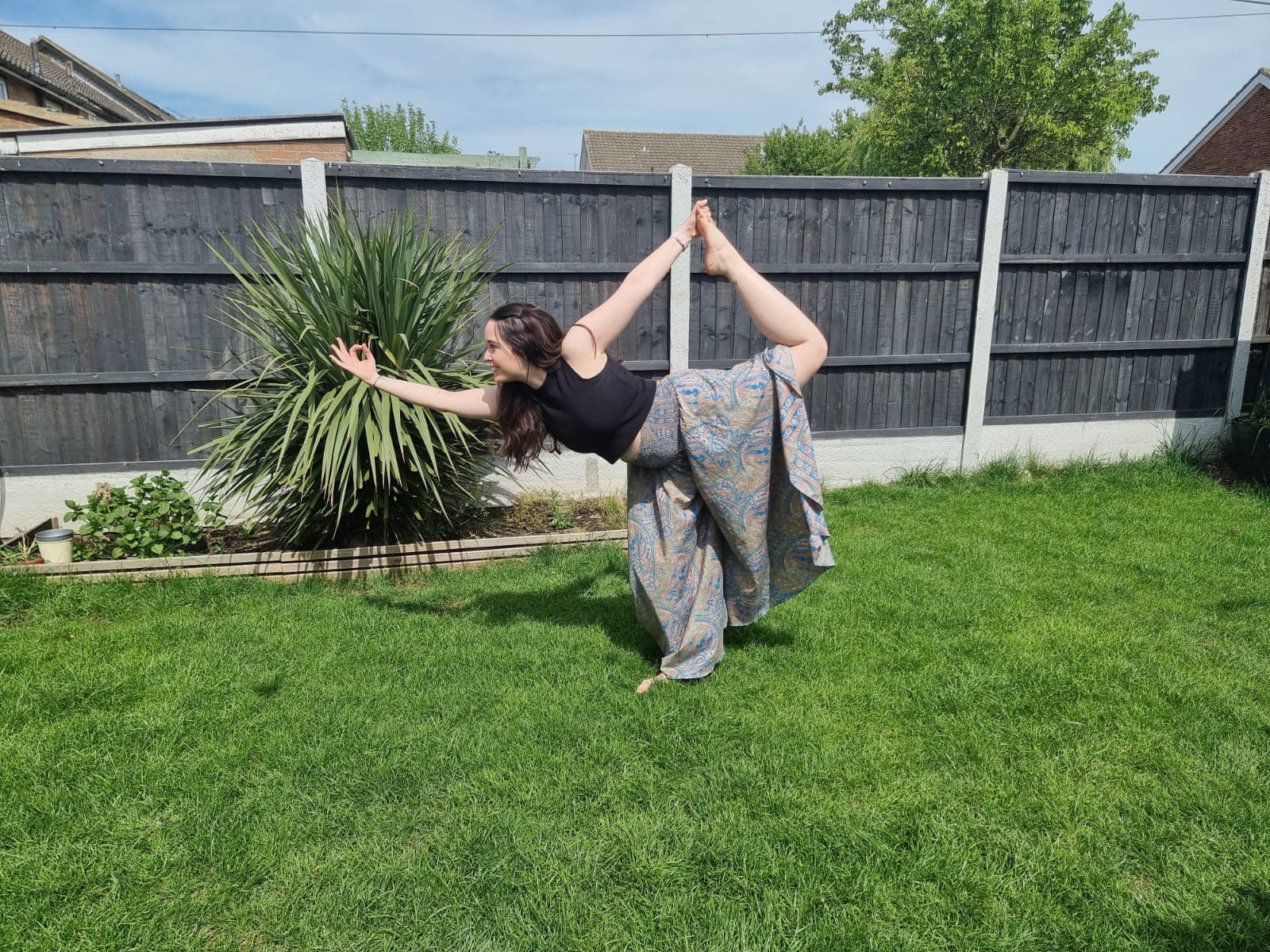 Yoga pose balancing on one leg